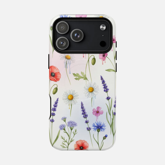 Floral Wildflower Poppies, Daisies & Lavender iPhone Case — Tough Magnetic | MagSafe Compatible