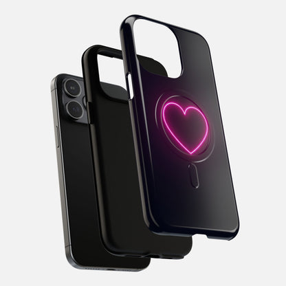 Neon Heart With Glow Pink iPhone Case — Tough Magnetic | MagSafe Compatible