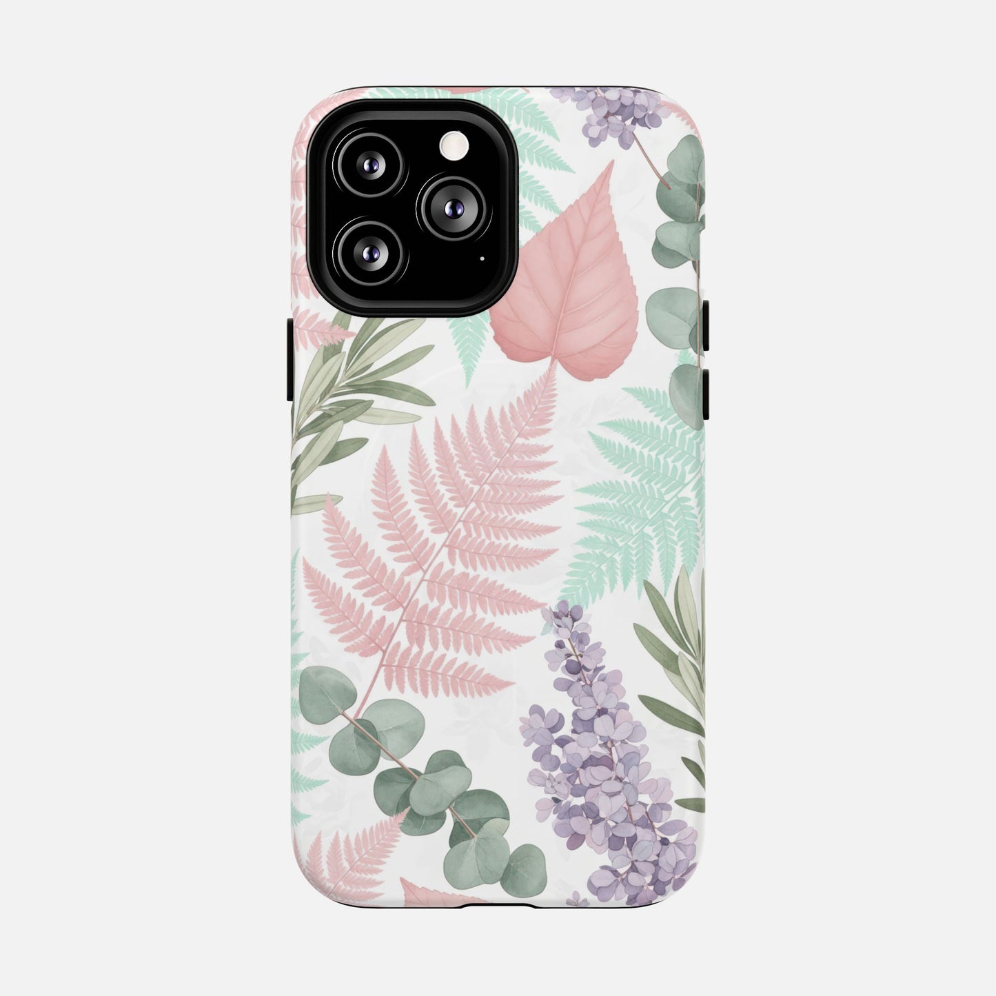 Floral Fern Tough Magnetic Phone Case — Pastel Leaves Protective Cover iPhone 13 Pro Max Matte Phone Case