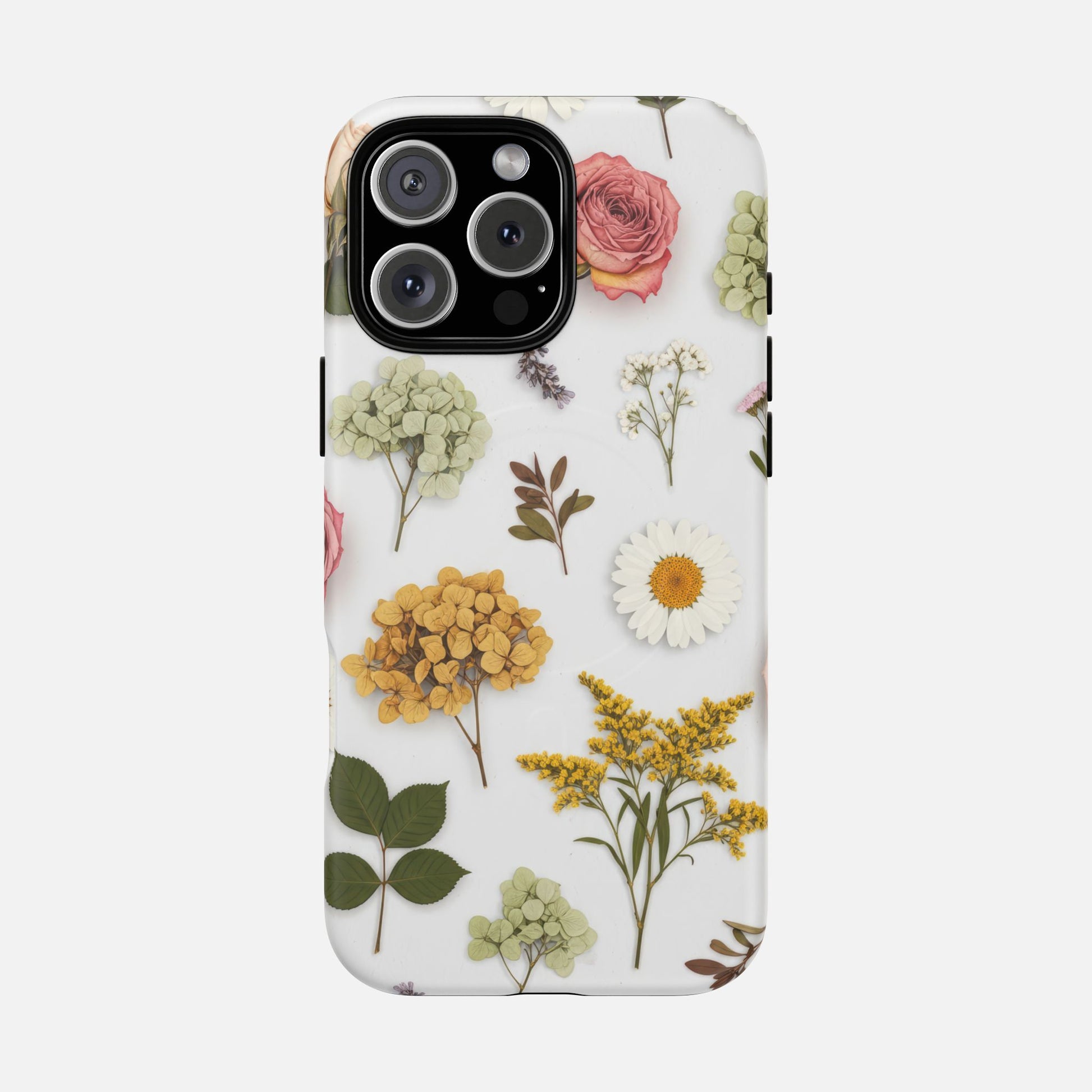 Floral Pressed Flower Tough Magnetic Phone Case — Botanical Dried Flowers Design iPhone 16 Pro Max Matte Phone Case