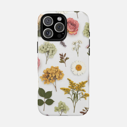 Floral Pressed Flower Tough Magnetic Phone Case — Botanical Dried Flowers Design iPhone 16 Pro Max Matte Phone Case
