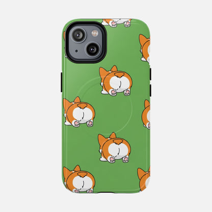 Corgi Bum Magnetic Tough Case — Cute Cartoon Dog Phone Cover iPhone 14 Glossy Phone Case