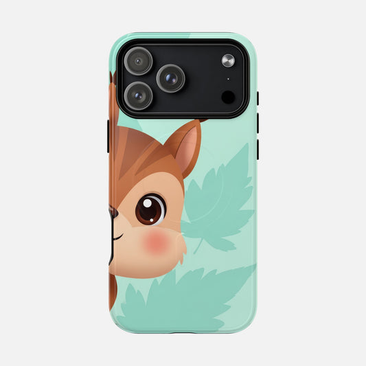 Cute Squirrel Tough Magnetic Phone Case — Mint Leaves Protective Cover