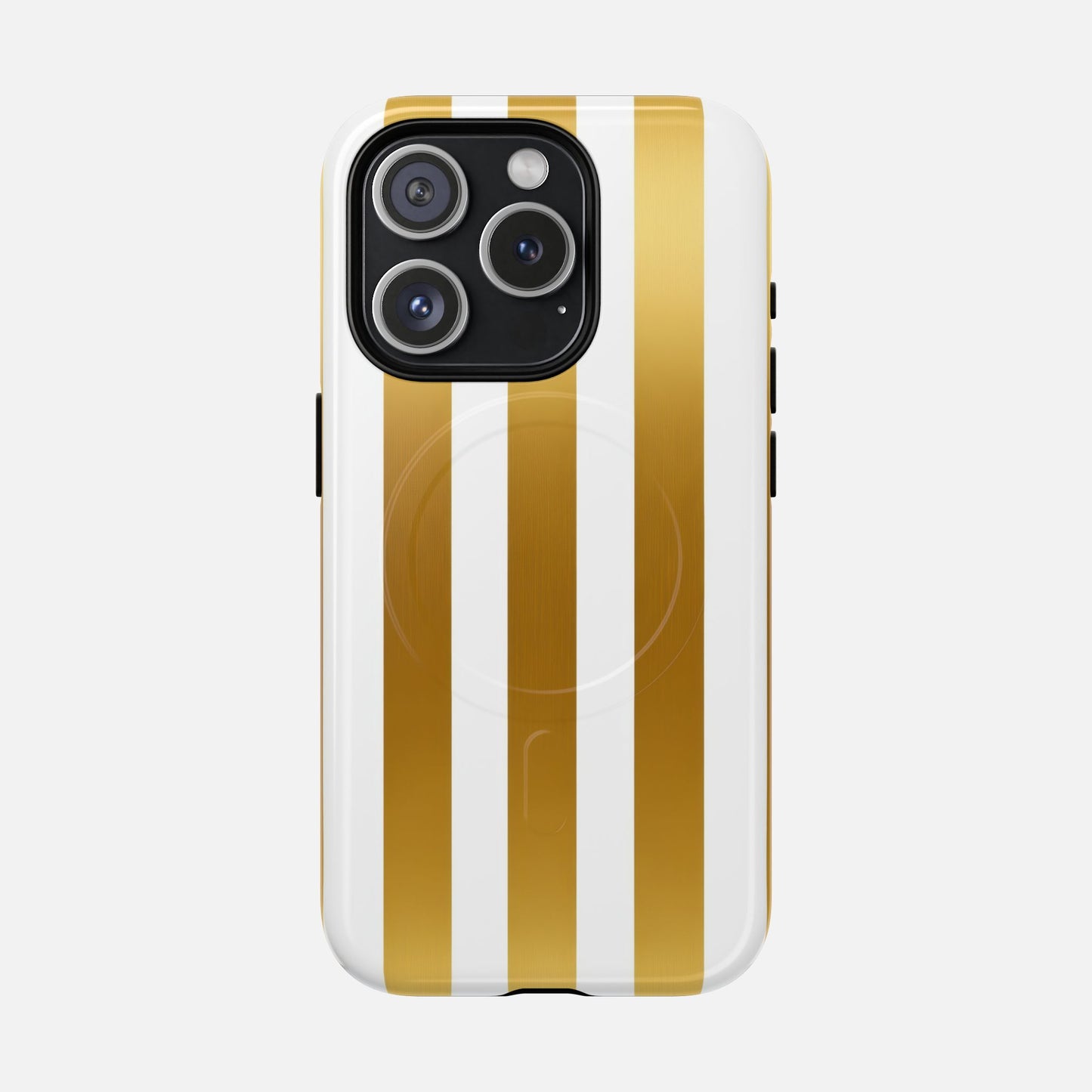 Gold & White Stripe iPhone Case — Tough Magnetic | MagSafe Compatible
