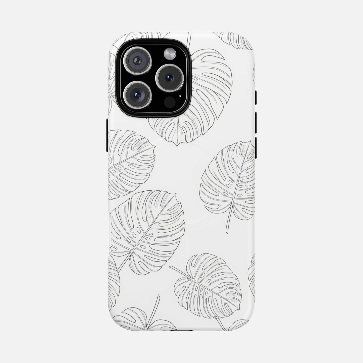 Monstera Leaf Clear Tropical Pattern iPhone Case — Tough Magnetic | MagSafe Compatible