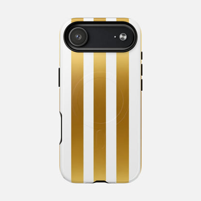 Gold & White Stripe iPhone Case — Tough Magnetic | MagSafe Compatible