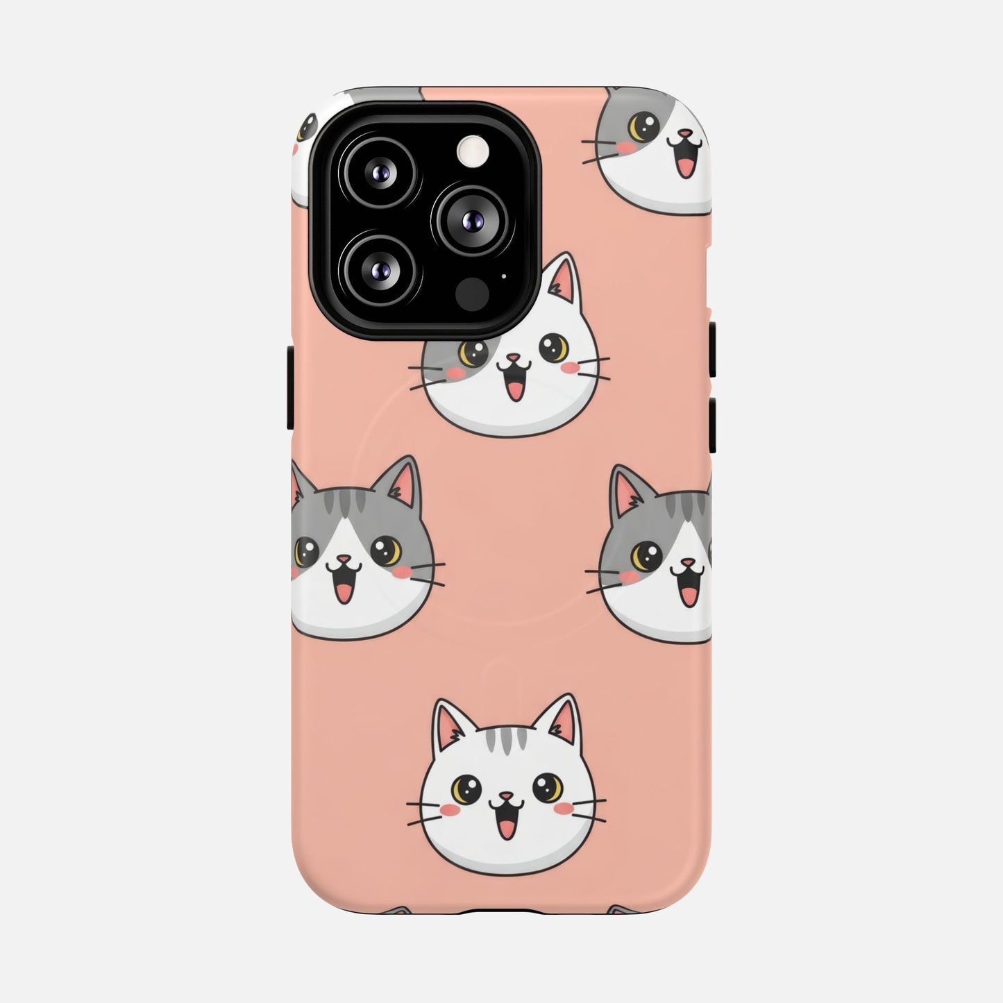 Cute Gray & White Cat iPhone Case — Tough Magnetic | MagSafe Compatible