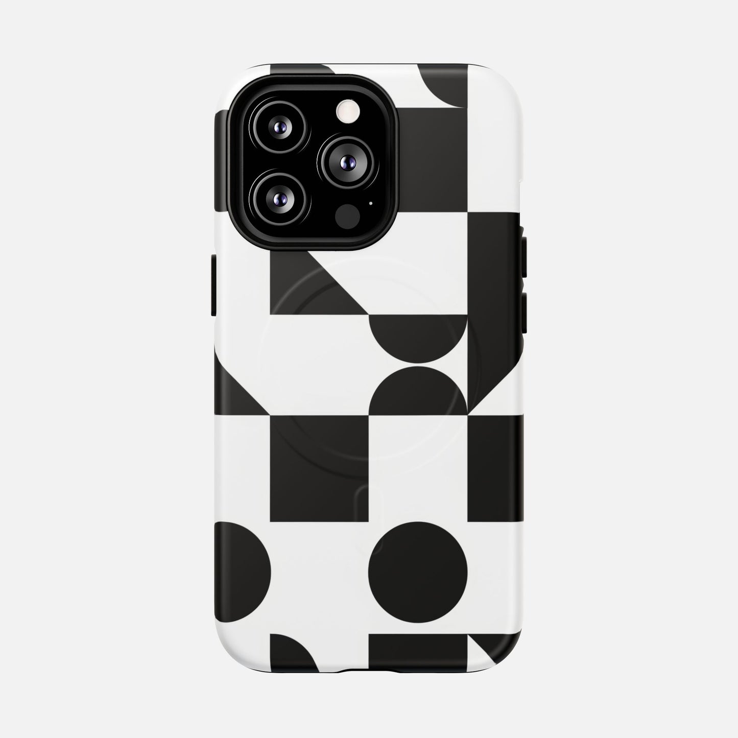 Geometric Black & White iPhone Case — Tough Magnetic | MagSafe Compatible