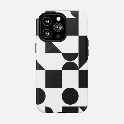 Geometric Black & White iPhone Case — Tough Magnetic | MagSafe Compatible