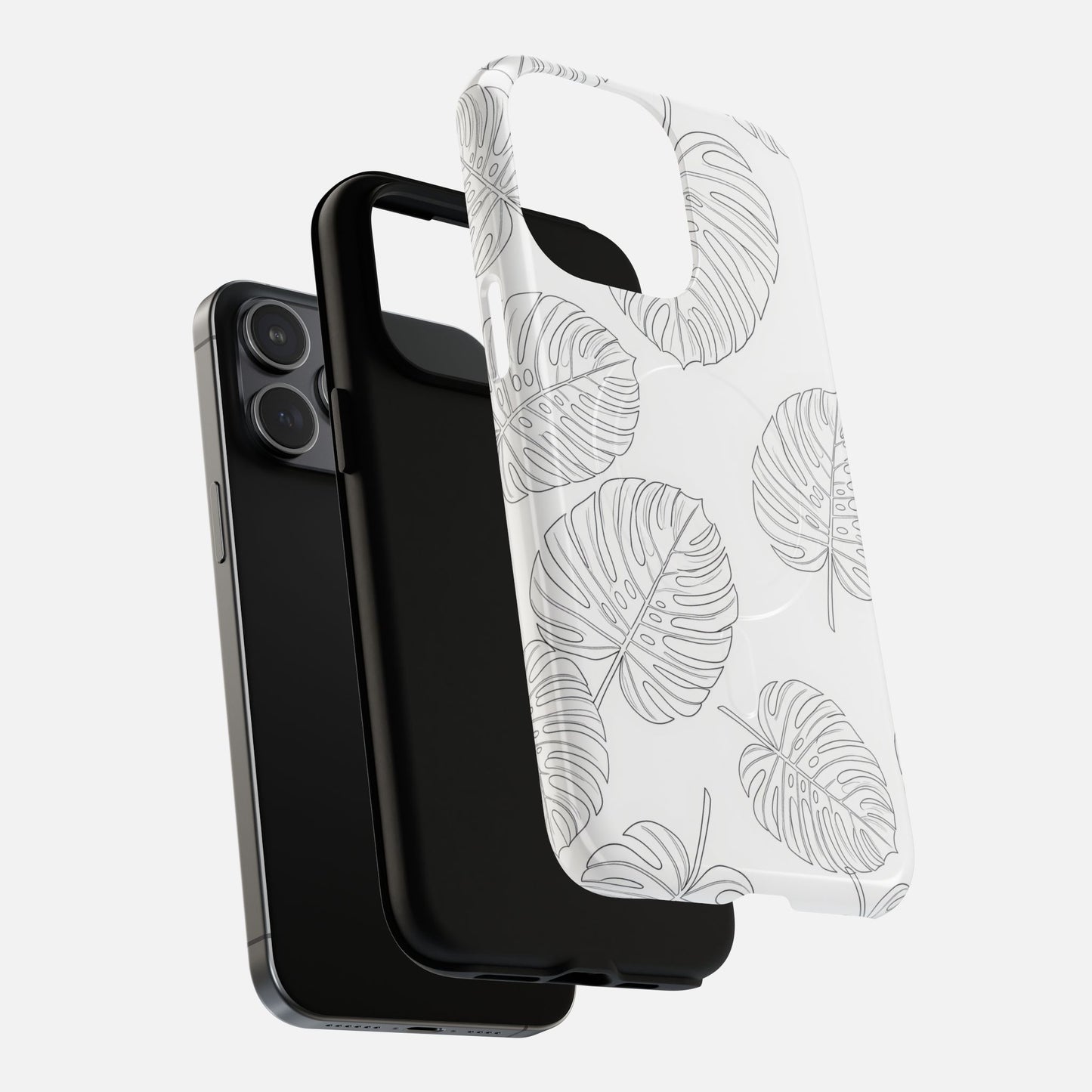 Monstera Leaf Clear Tropical Pattern iPhone Case — Tough Magnetic | MagSafe Compatible