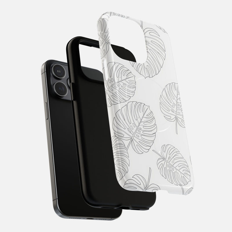 Monstera Leaf Clear Tropical Pattern iPhone Case — Tough Magnetic | MagSafe Compatible