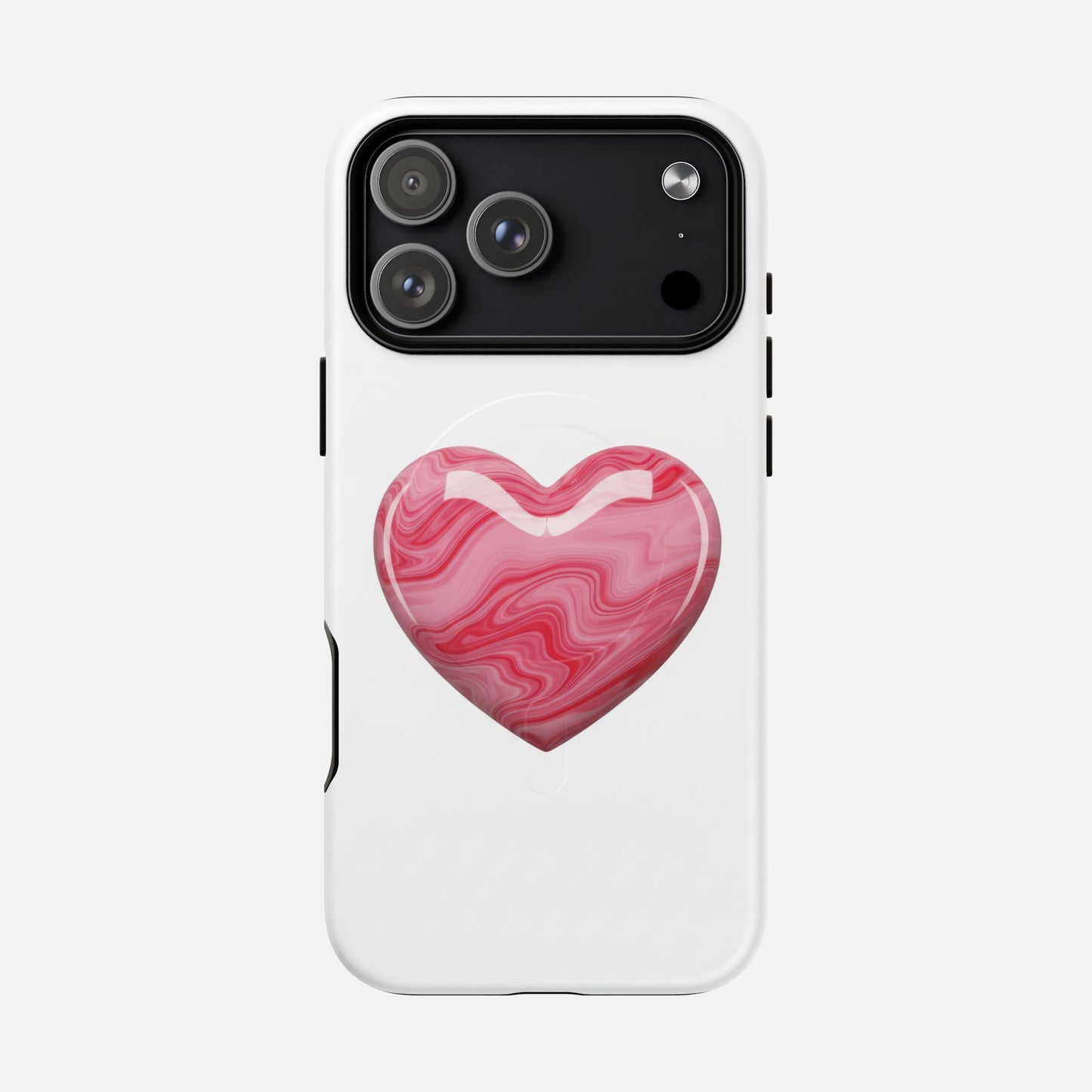 Pink Marble Heart iPhone Case — Tough Magnetic | MagSafe Compatible