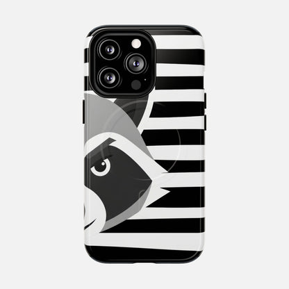 Raccoon Stripe Black & White Animal Design iPhone Case — Tough Magnetic | MagSafe Compatible