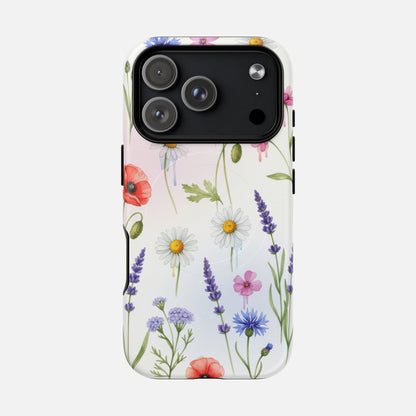 Floral Wildflower Poppies, Daisies & Lavender iPhone Case — Tough Magnetic | MagSafe Compatible