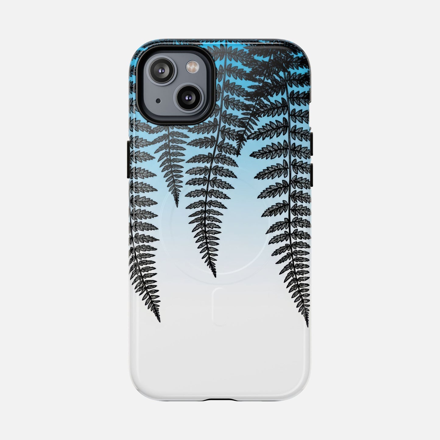 Fern Silhouette With Blue Ombre iPhone Case — Tough Magnetic | MagSafe Compatible