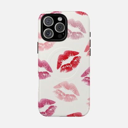 Pink Kiss Print iPhone Case — Tough Magnetic | MagSafe Compatible