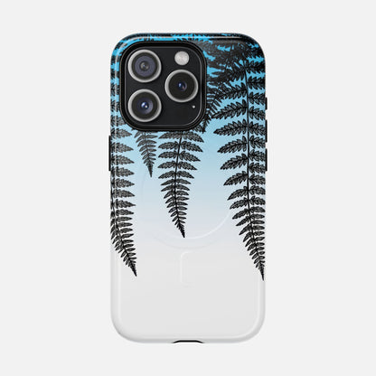 Fern Silhouette With Blue Ombre iPhone Case — Tough Magnetic | MagSafe Compatible