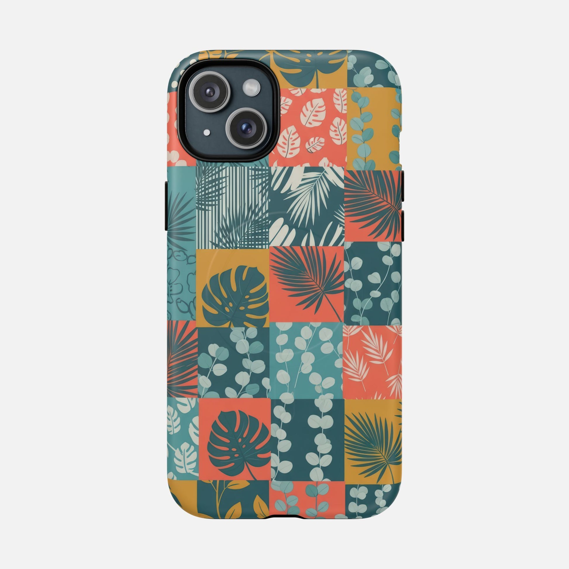 Tropical Patchwork Tough Magnetic Phone Case iPhone 15 Plus Matte Phone Case