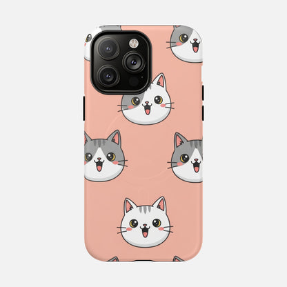 Cute Gray & White Cat iPhone Case — Tough Magnetic | MagSafe Compatible