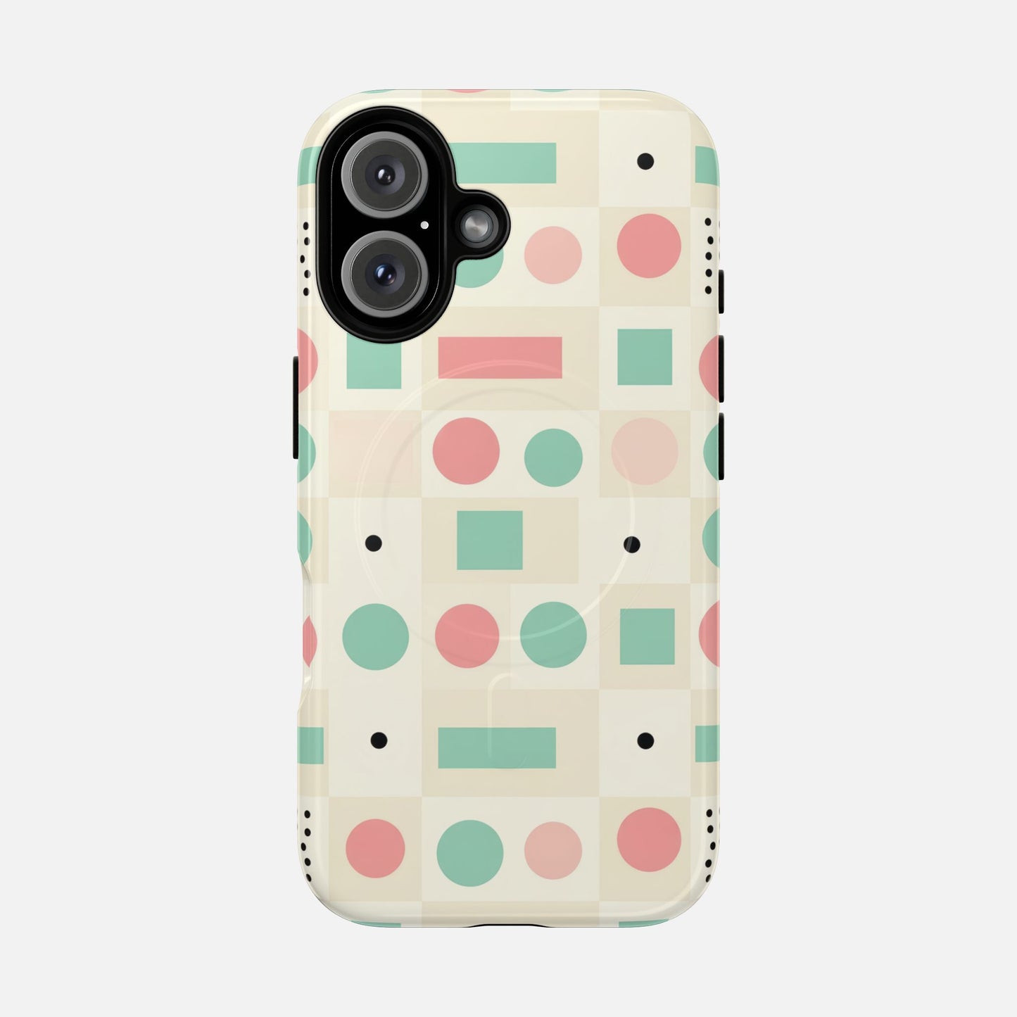 Pastel Circles & Squares iPhone Case — Tough Magnetic | MagSafe Compatible
