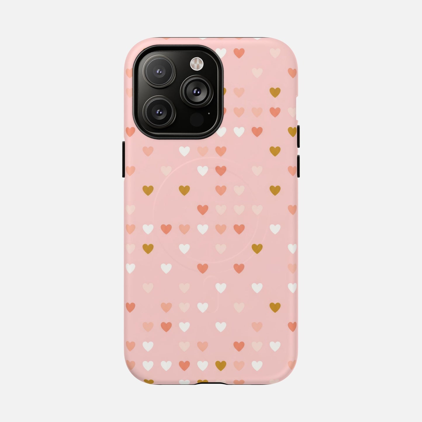 Pink Heart Pattern Tough Magnetic Phone Case iPhone 14 Pro Max Matte Phone Case