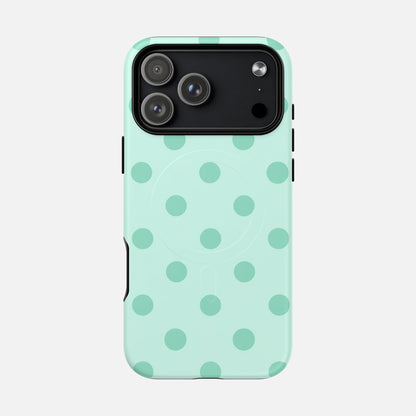Mint Polka Dot iPhone Case — Tough Magnetic | MagSafe Compatible