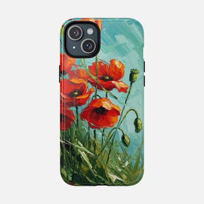 Poppy Field Tough Magnetic Phone Case iPhone 15 Plus Glossy Phone Case
