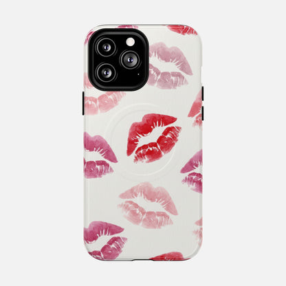Pink Kiss Print iPhone Case — Tough Magnetic | MagSafe Compatible