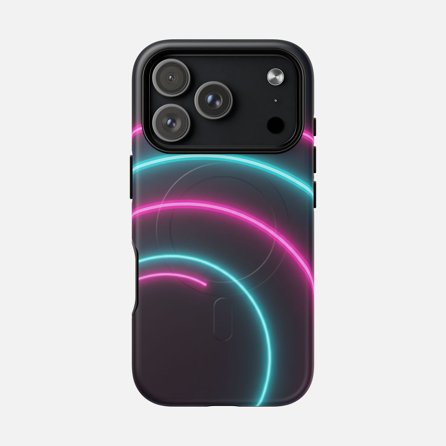 Neon Arc with Pink & Teal Glow iPhone Case — Tough Magnetic | MagSafe Compatible