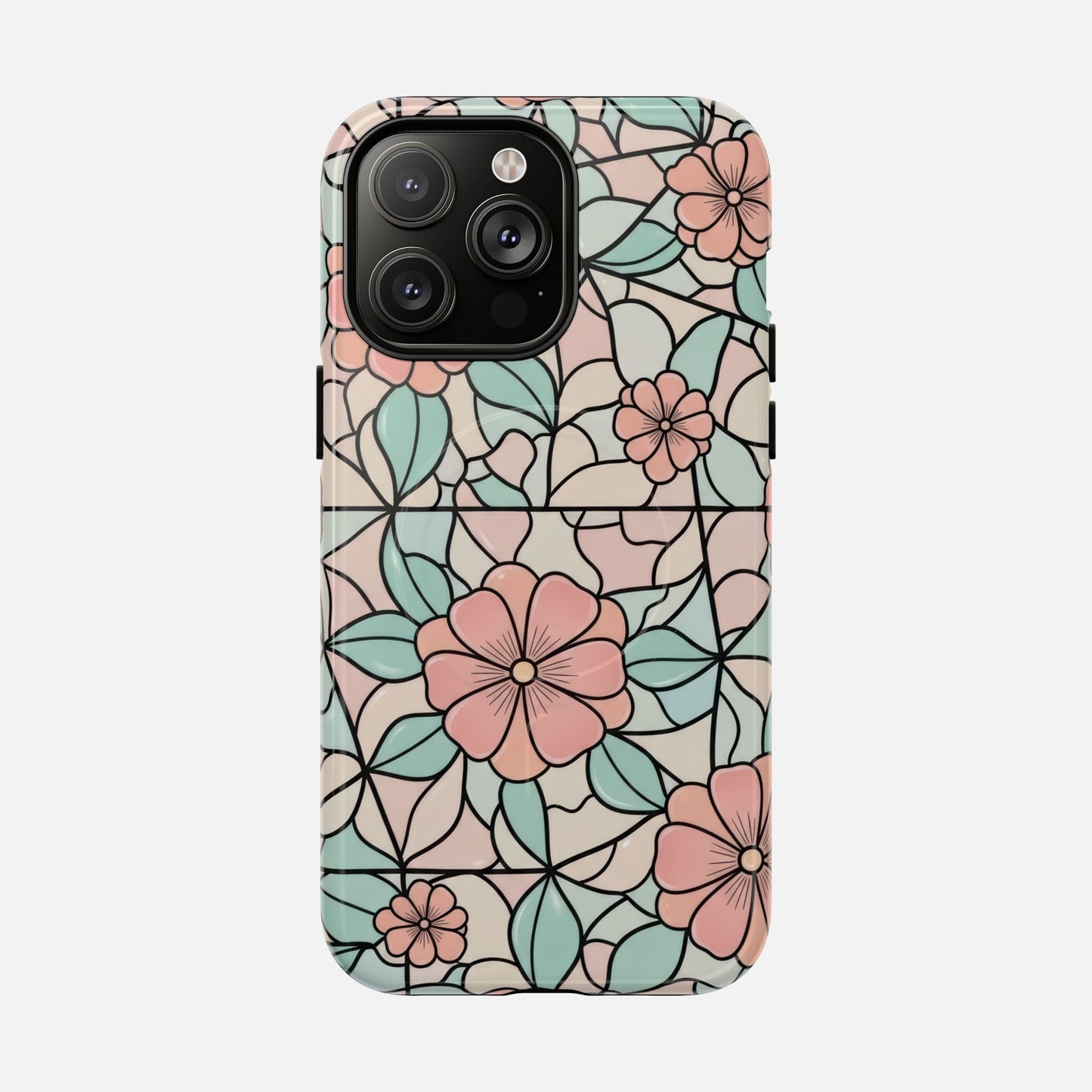 Pastel Floral Mosaic iPhone Case — Tough Magnetic | MagSafe Compatible