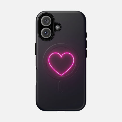 Neon Heart With Glow Pink iPhone Case — Tough Magnetic | MagSafe Compatible