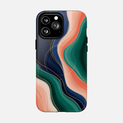 Magnetic Tough Case — Abstract Ocean Wave Design Phone Cover iPhone 13 Pro Max Glossy Phone Case