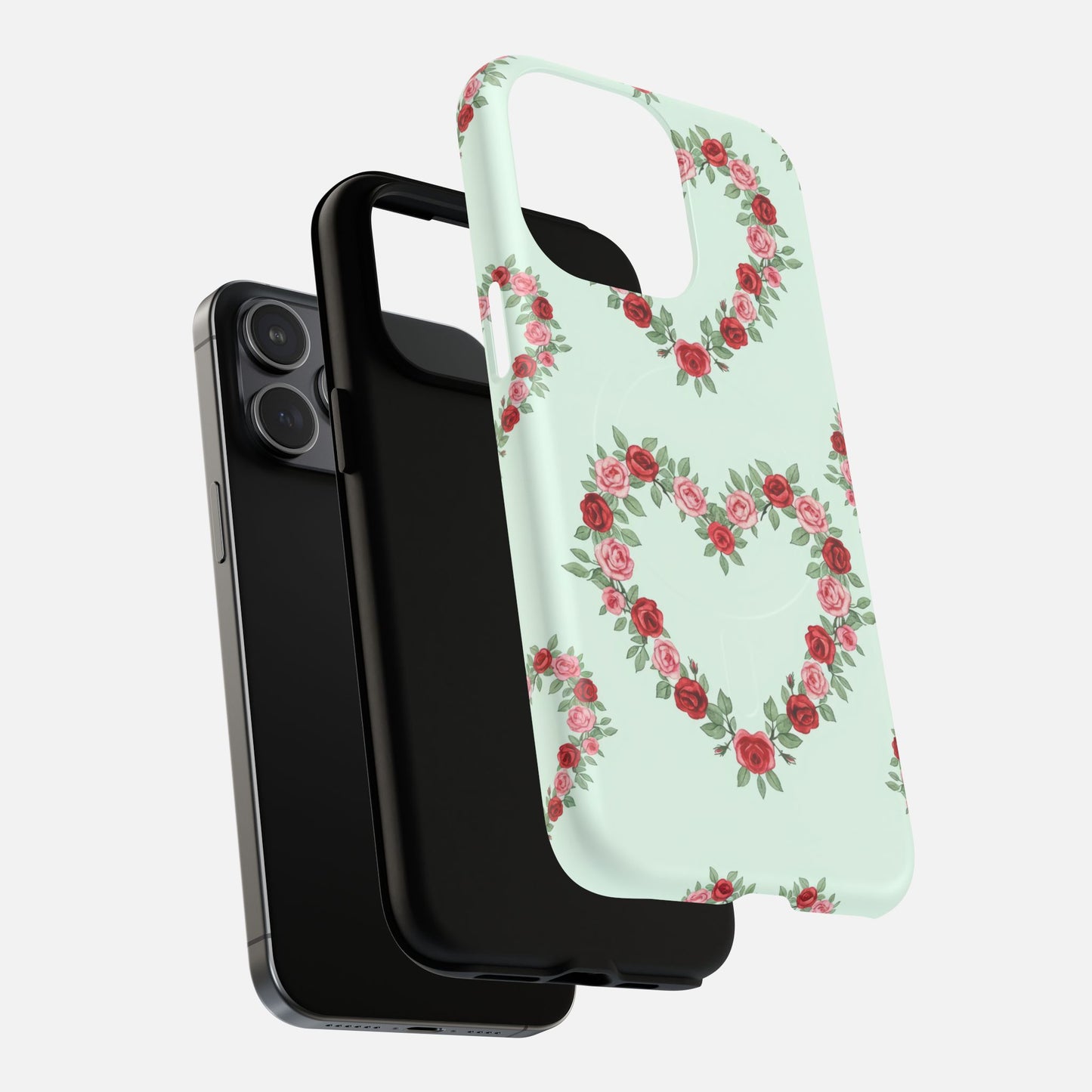 Rose Heart Floral iPhone Case — Tough Magnetic | MagSafe Compatible