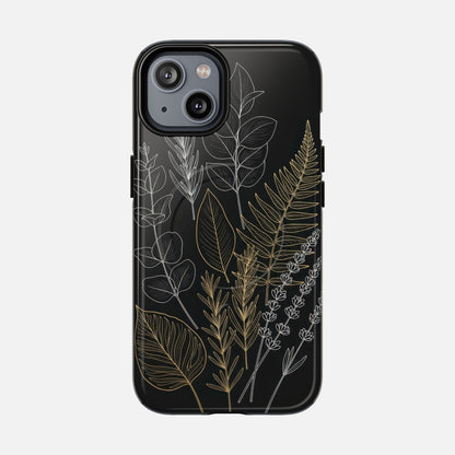 Tough Magnetic Case — Botanical Gold & Silver Fern Phone Cover iPhone 14 Glossy Phone Case