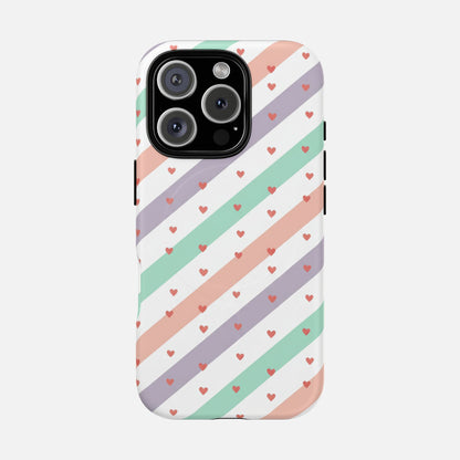 Valentine Pastel Stripes iPhone Case — Tough Magnetic | MagSafe Compatible