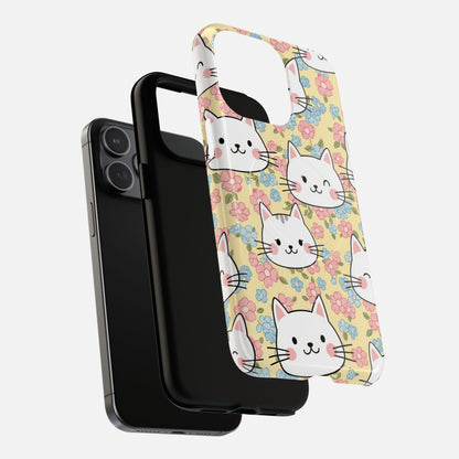 Cute Floral Cat iPhone Case — Tough Magnetic | MagSafe Compatible