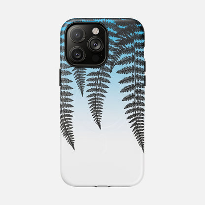 Fern Silhouette With Blue Ombre iPhone Case — Tough Magnetic | MagSafe Compatible