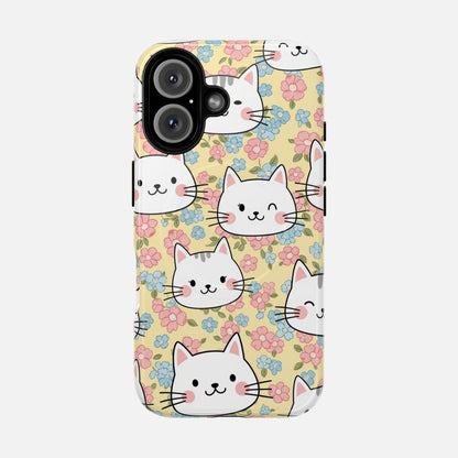 Cute Floral Cat iPhone Case — Tough Magnetic | MagSafe Compatible