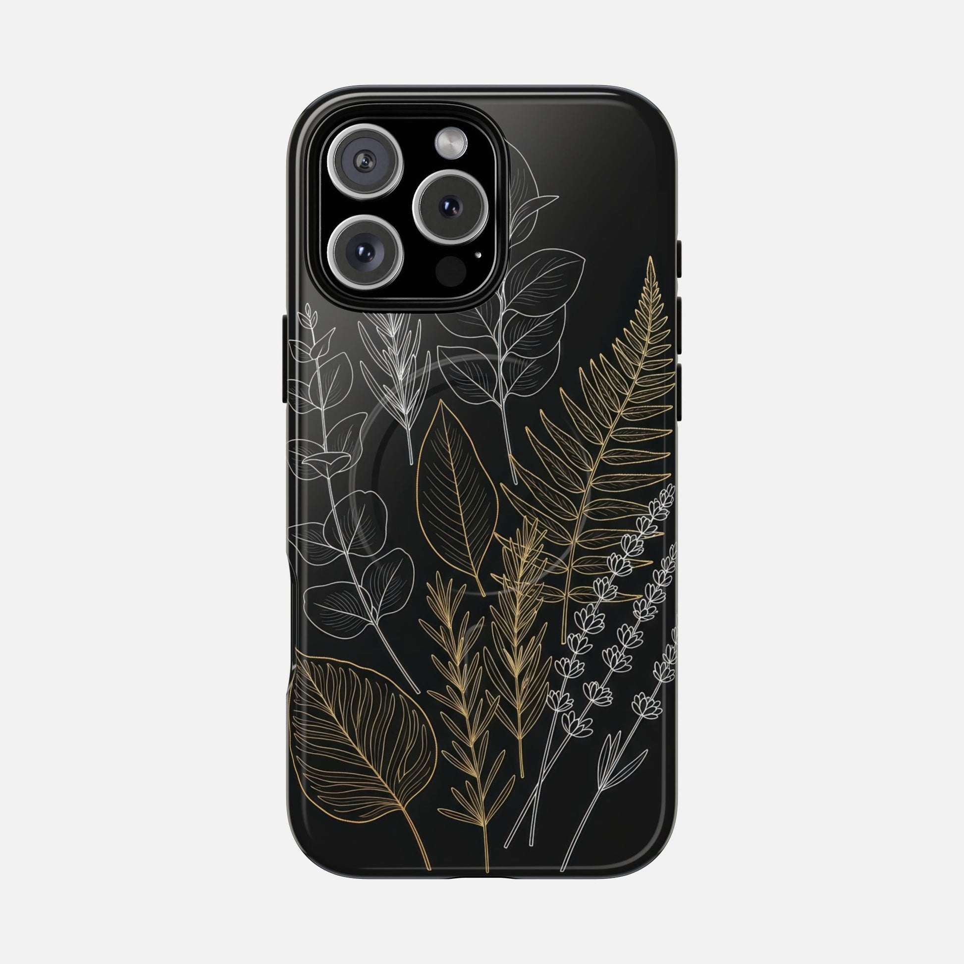 Tough Magnetic Case — Botanical Gold & Silver Fern Phone Cover iPhone 16 Pro Max Glossy Phone Case