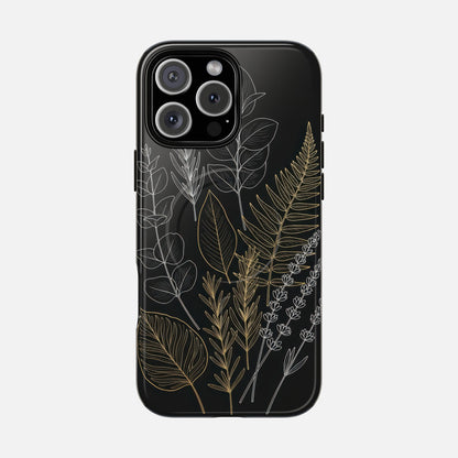 Tough Magnetic Case — Botanical Gold & Silver Fern Phone Cover iPhone 16 Pro Max Glossy Phone Case