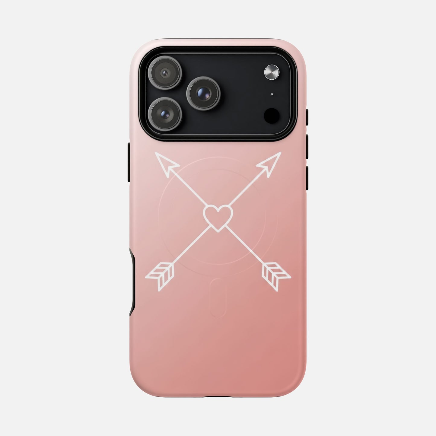 Rose Gold & Heart & Crossed Arrows Design iPhone Case — Tough Magnetic | MagSafe Compatible
