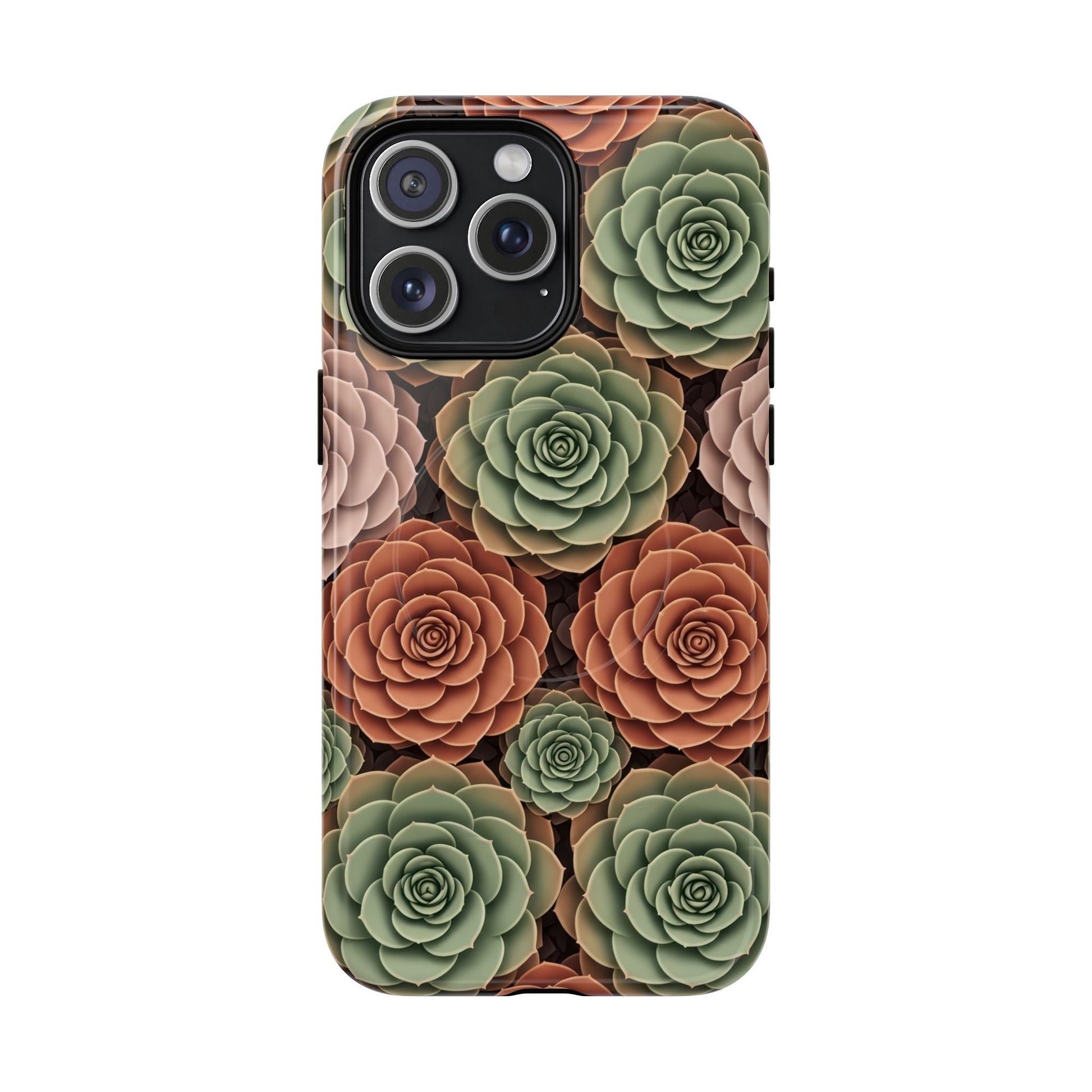 Magnetic Tough Case — Autumn Succulent Floral Phone Cover iPhone 15 Pro Max Glossy Phone Case