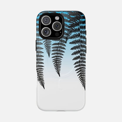 Fern Silhouette With Blue Ombre iPhone Case — Tough Magnetic | MagSafe Compatible