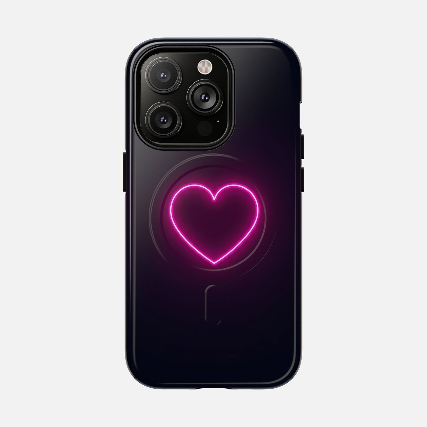Neon Heart With Glow Pink iPhone Case — Tough Magnetic | MagSafe Compatible