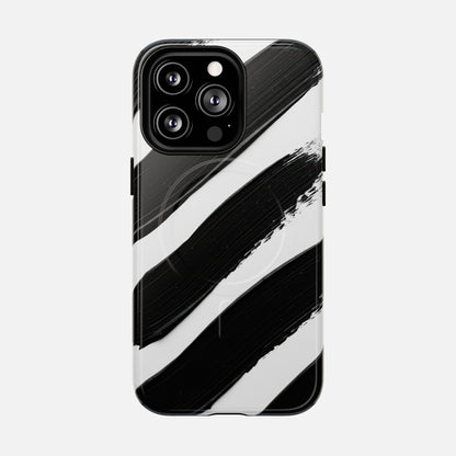 Abstract Black Brushstroke Magnetic Phone Case iPhone 13 Pro Glossy Phone Case
