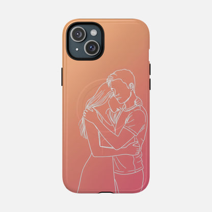 Romantic Outline Couple iPhone Case — Tough Magnetic | MagSafe Compatible