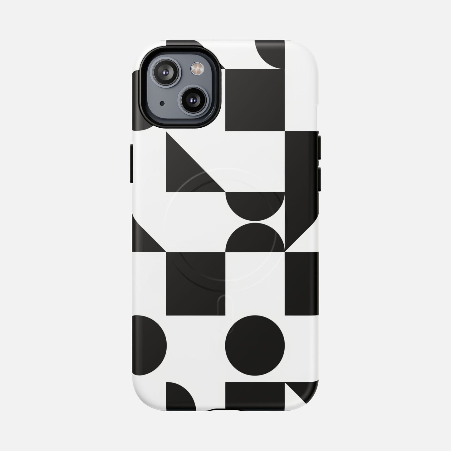 Geometric Black & White iPhone Case — Tough Magnetic | MagSafe Compatible