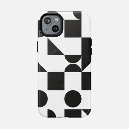 Geometric Black & White iPhone Case — Tough Magnetic | MagSafe Compatible