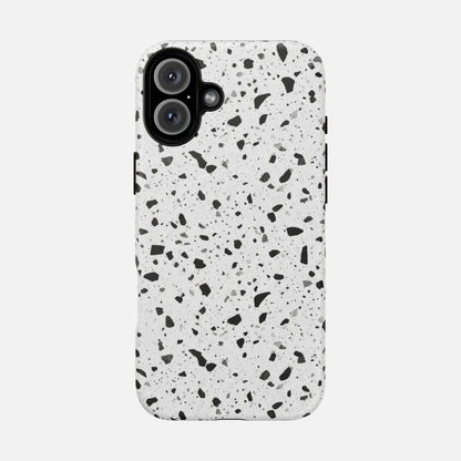 Terrazzo Black & White iPhone Case — Tough Magnetic | MagSafe Compatible