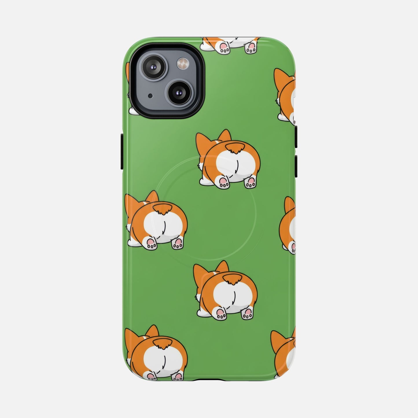 Corgi Bum Magnetic Tough Case — Cute Cartoon Dog Phone Cover iPhone 14 Plus Glossy Phone Case